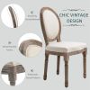 Set of 2 Vintage Upholstered Armless Curved Back Dining Chairs Creamy White