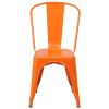 Set of 4 Outdoor Indoor Orange Metal Stacking Bistro Dining Chairs