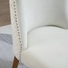 Set of 2 Modern Nailhead Diamond Stitch Upholstered Dining Chairs Beige White