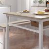 3 Pieces Farmhouse Kitchen Table Set with Two Benches, Metal Frame and MDF Board,white