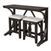 TOPMAX Farmhouse 3-Piece Counter Height Dining Table Set with USB Port and Upholstered Stools,Espresso