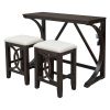 TOPMAX Farmhouse 3-Piece Counter Height Dining Table Set with USB Port and Upholstered Stools,Espresso