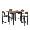 TOPMAX Farmhouse 5-piece Counter Height Drop Leaf Dining Table Set with Dining Chairs for 4,Black Frame+Brown Tabletop