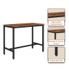 Bar Table Set with 4 Bar stools PU Soft seat with backrest (Rustic Brown; 47.24''w x 23.62''d x 35.43''h)