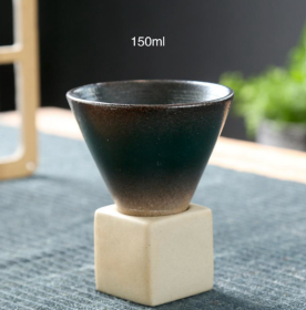 Japanese Style Coarse Pottery Mug Cross-border Hot Drink Retro Creative Hand-pulled Glaze Latte Art Coffee Ceramic Cup (Option: Medium Dark Green Black-101 200ml)