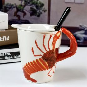 Cute Cartoon Animal Ceramic Cup Set (Option: Lobster Capping Plus Spoon-301to400ml)